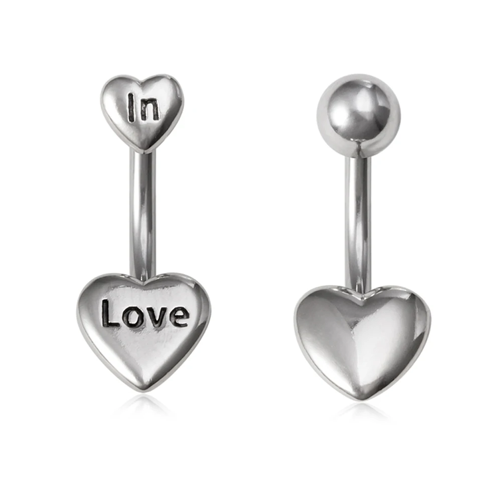 Love Heart Belly Piercing Bar Women Sexy Surgical Steel Belly Button