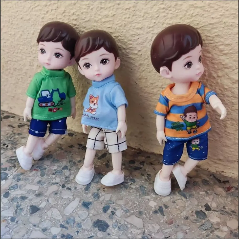 13 Joint Dolls 16cm BJD Little Boy Doll 3D Simulated Eyes Blue Yellow Eyes Hinge Doll Cute BJD Doll with Clothes Make Up Toy