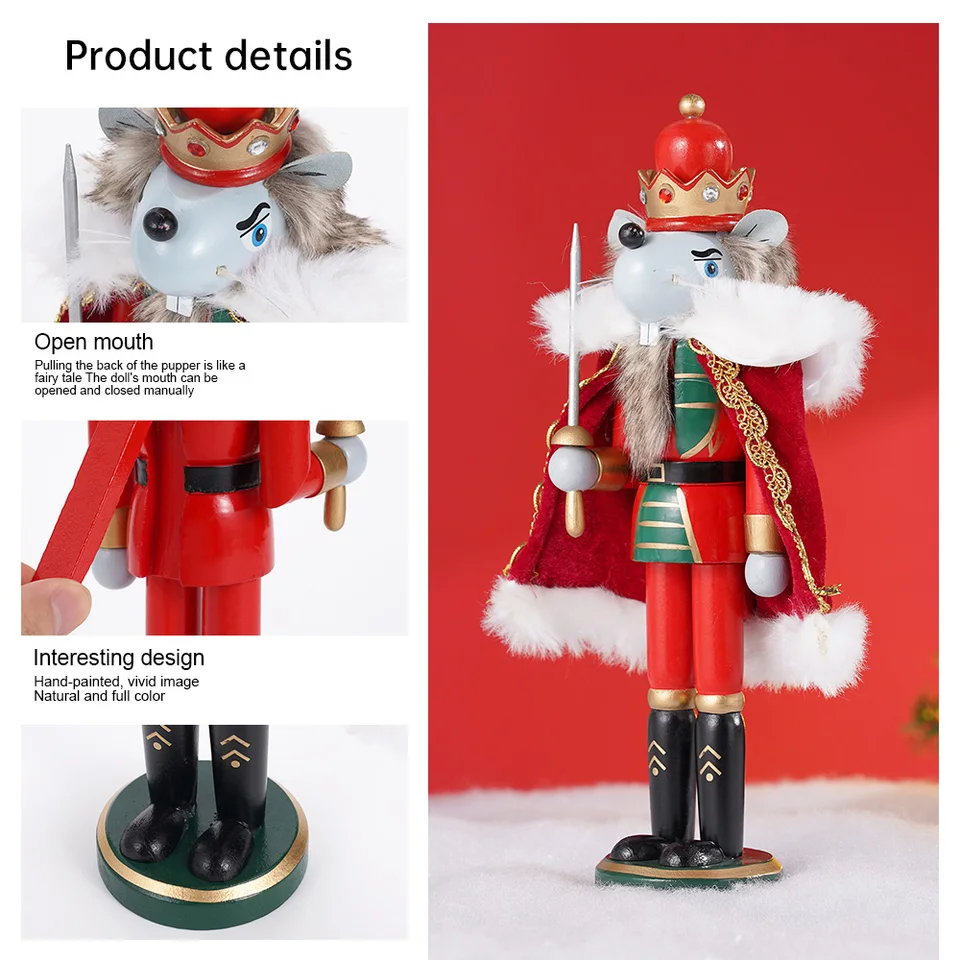 Art Beauty Grote Kerst Notenkraker 1.2 m Koning Houten Notenkraker Beeldje Kerst Decoraties voor Trap Voordeur Mantle
