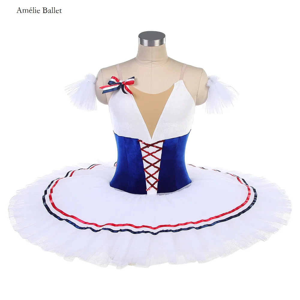 

BLL589 Royal Blue & White Velvet Bodice Pre-professional Ballet Tutu for Variation from Flame of Paris Ballet Tutu