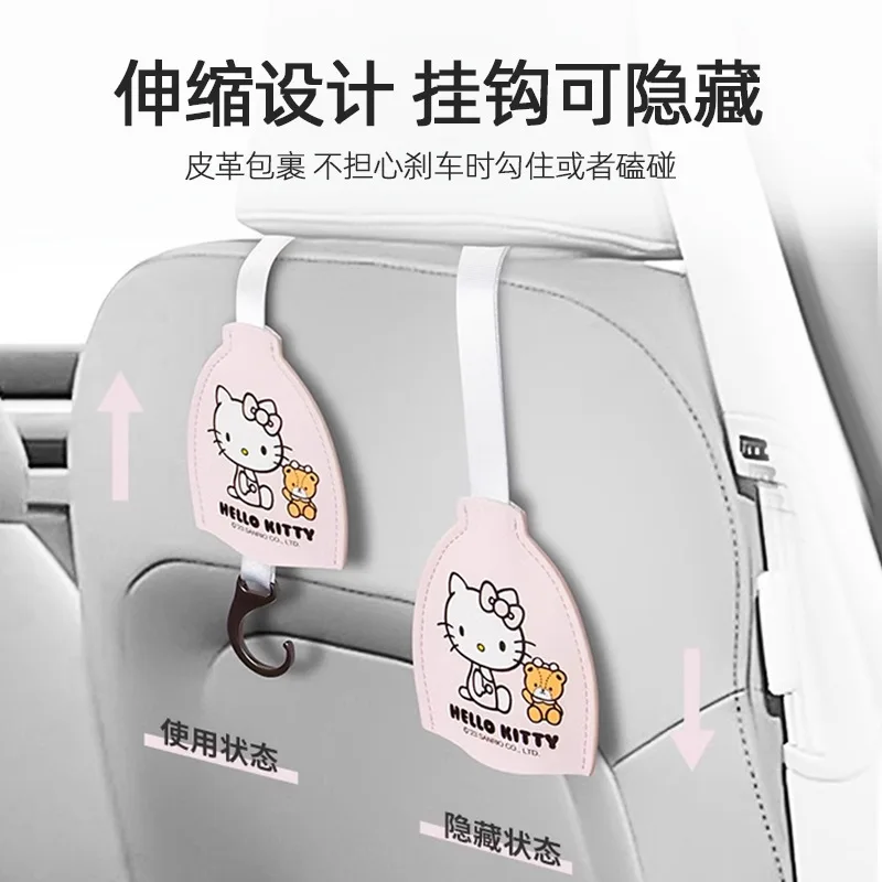 

Kawaii Sanrio Hello Kitty Car Hook Cartoon Anime Car Accessories Car Seat Hooks Multi Functional Storage Hook New Car Gifts