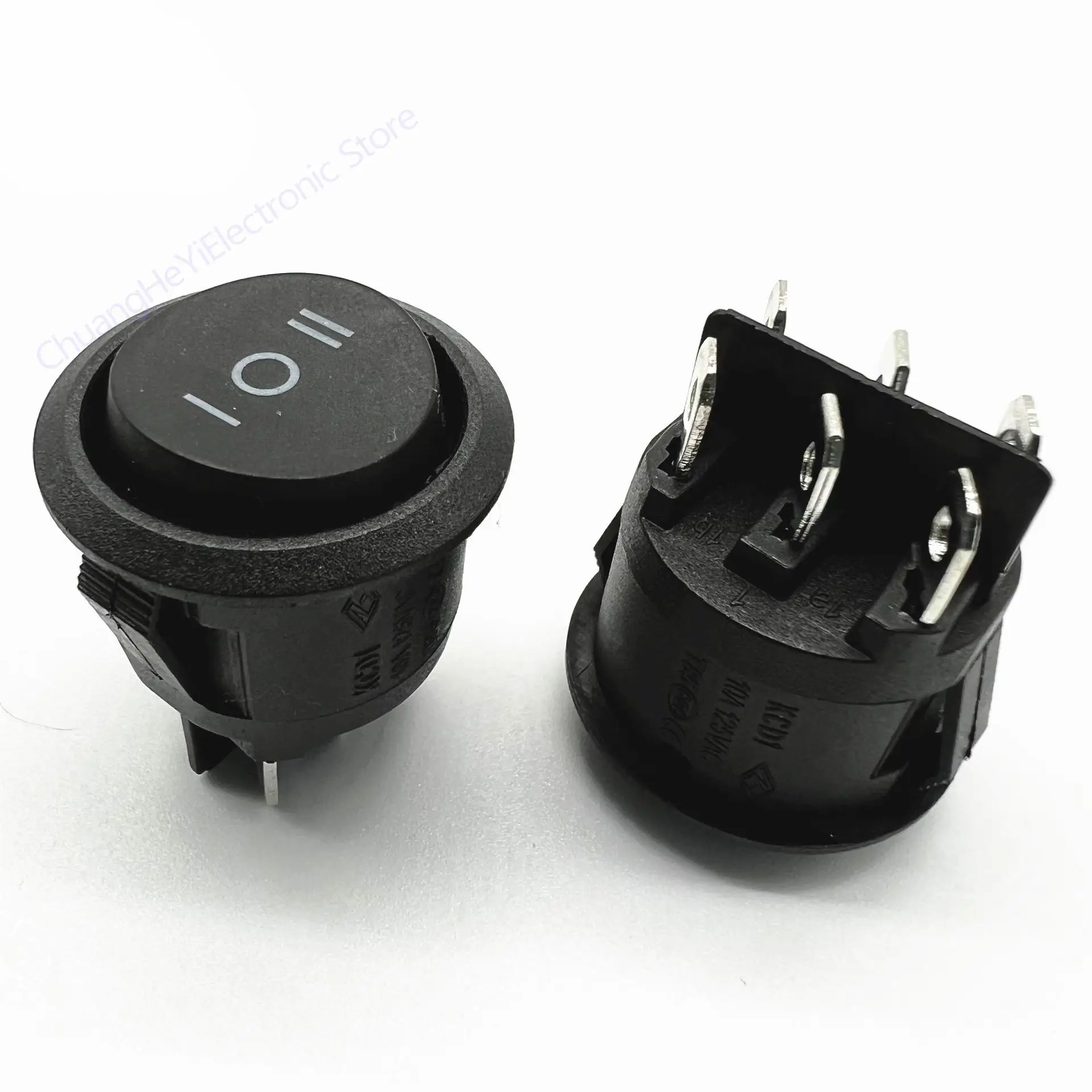 50 pezzi ON/OFF interruttore a bilanciere rotondo illuminato a LED cruscotto auto 12V 24V / 6A 250V / 10A 125V 2/3/4PIN interruttore 20MM (Color : 2Pin Red cap