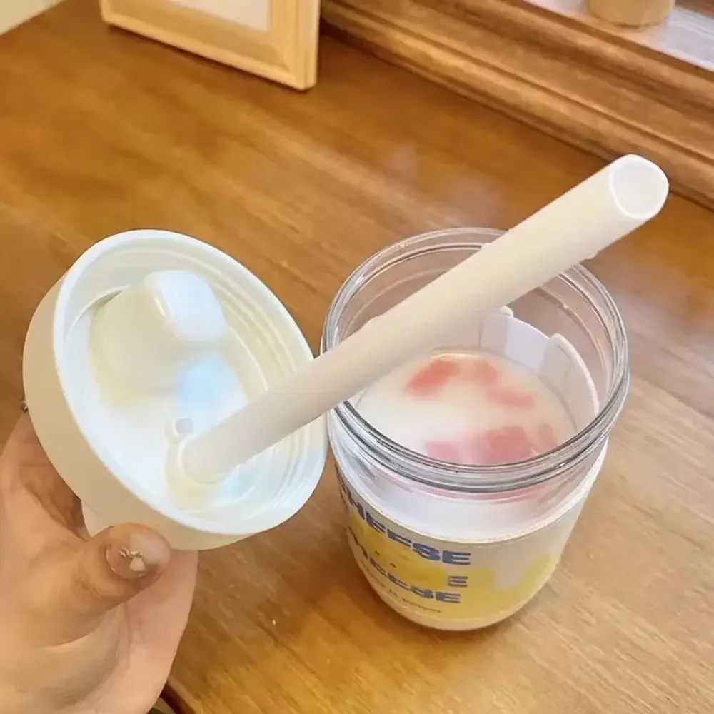 500/850ml Cute Pearl Milk Tea Straw Plastic Water Bottle With Cup Cover Bubble Coffee Cups Drop-proof Large Capacity Drinkware