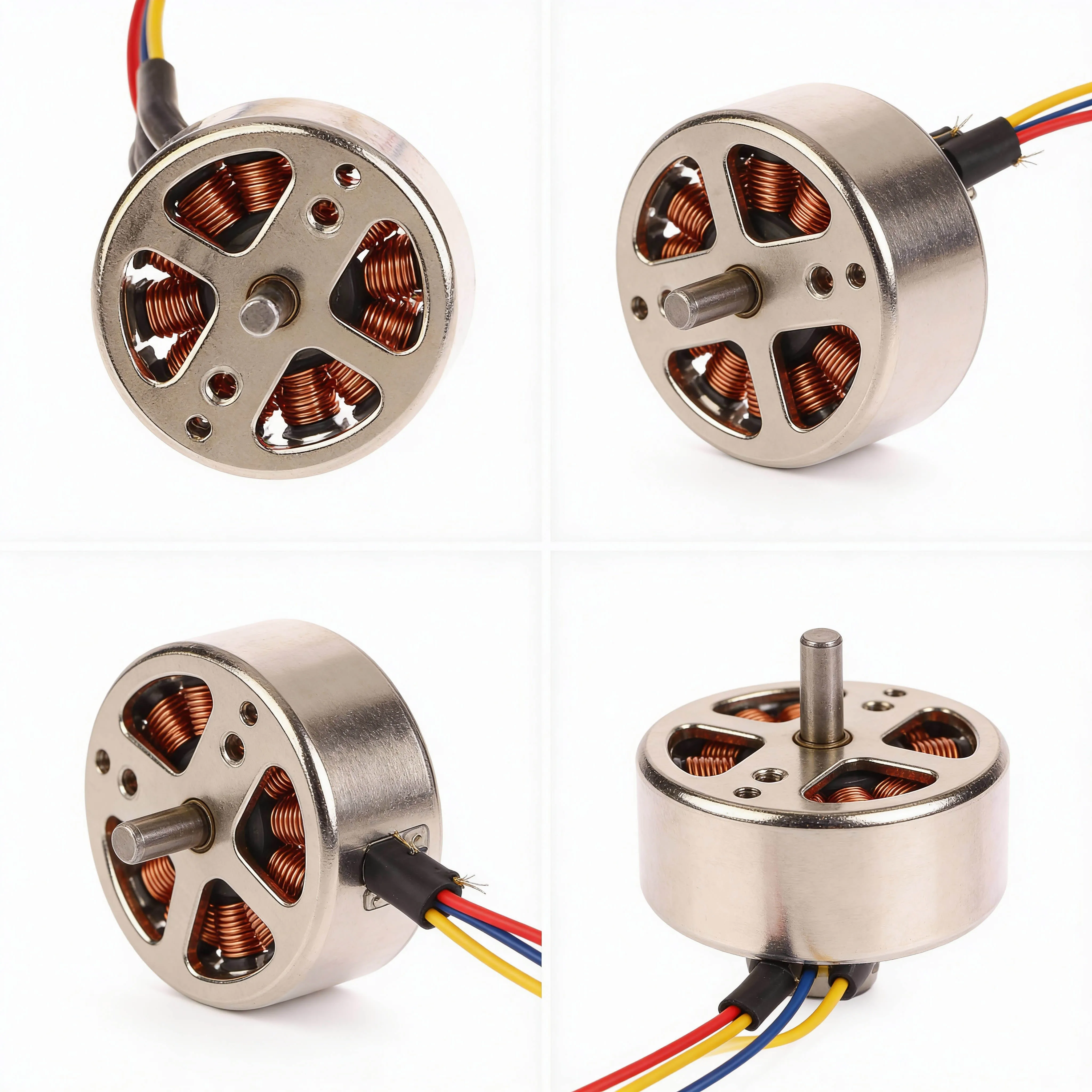 Moteur sans balais 1503 1504 2000KV 2800KV installé sur un mini-drone FPV, avec hélices et cadre carbone visibles.