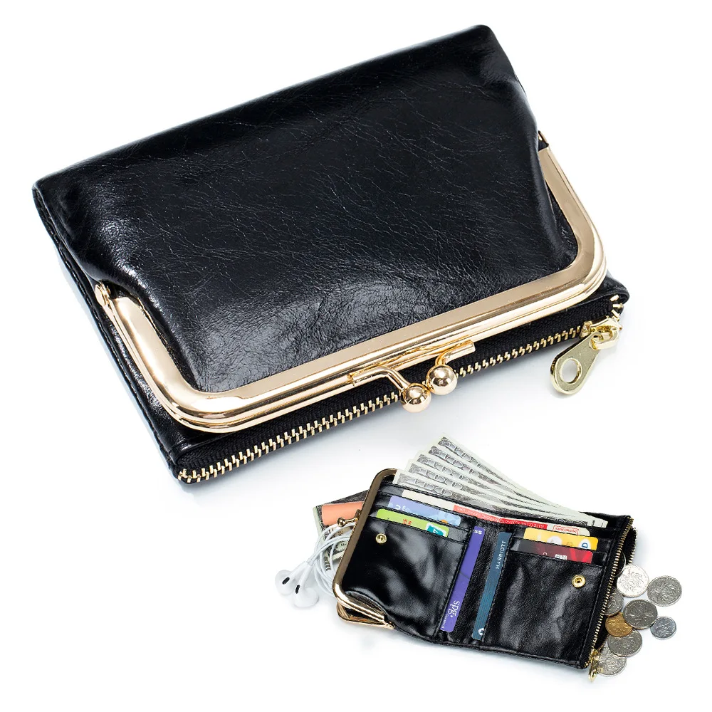 Genuine Leather Wallet for Women Luxury Designer Short Bifold Small Women\'s Purse Card Holder with Coin Pocket Clutch Money Bag