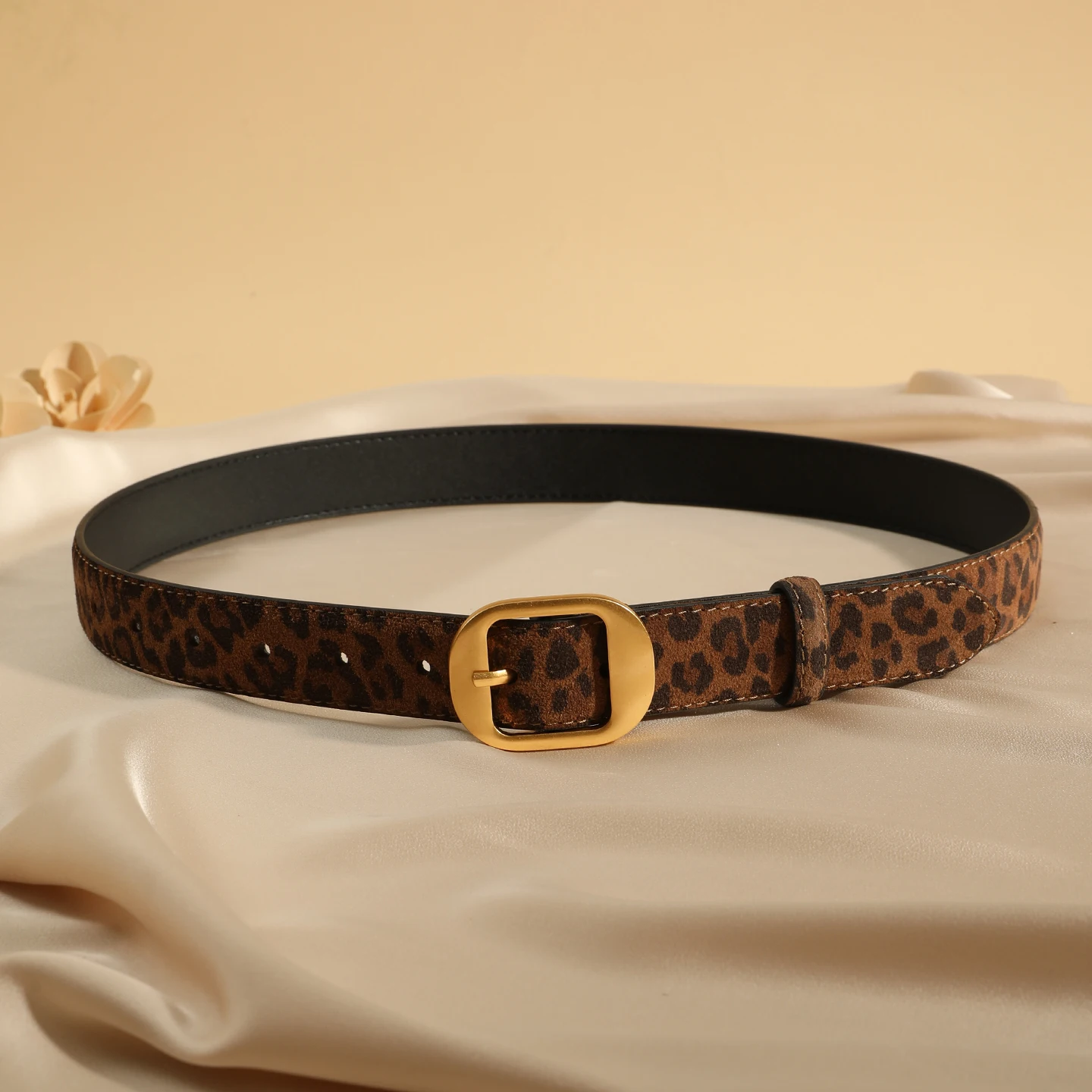 Damen-Gürtel aus Wildleder mit Leopardenmuster, trendig, schick, Y2K-Mode, Gold/Silber, Schnalle, Accessoire für Röcke, Kleider, Jeans – Detail 11