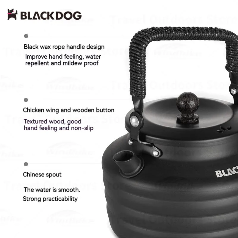 Naturehike BLACKDOG Camping Kettle 1.3L Aluminum Alloy Picnic Pot Portable Teapot Ultralight 230g Boiling Stovetop Coffee Pot