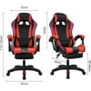 Gaming Chair w Bluetooth Speakers RGB LED Lights,Ergonomic，Footrest,Height Adjustable Adults w Back Lumbar Support Red 2