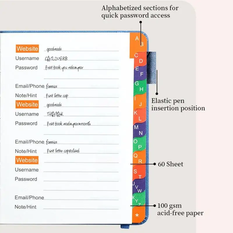 Password Organizer Address Book With Alphabetical Tabs 120-Pages Address Books For Seniors To Record Internet Logins