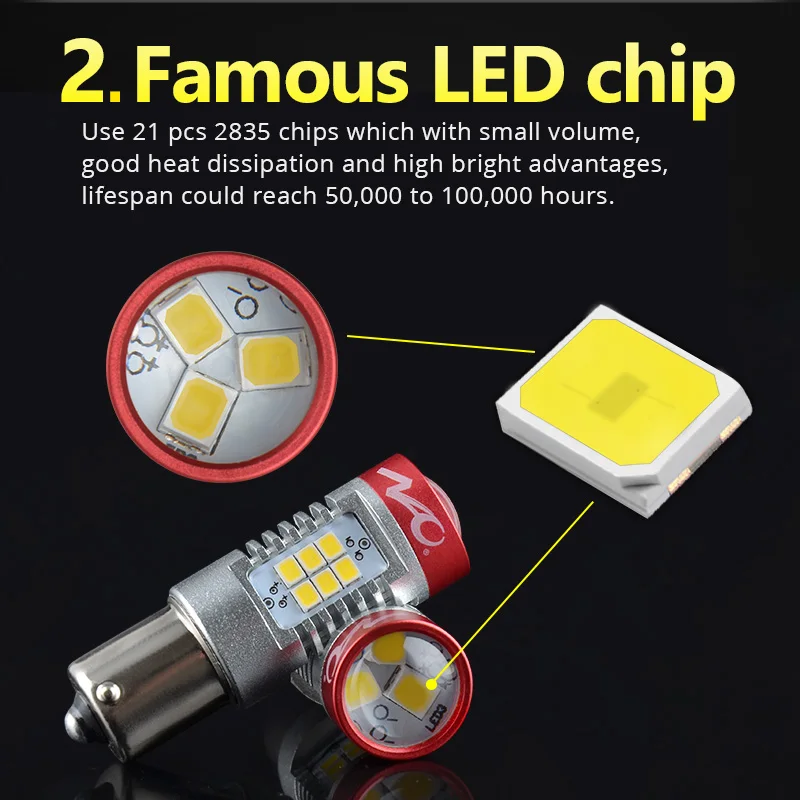 NAO P21W LED 1156 PY21W BA15S T20 W21/5W W5W T10 7443 LADA DRL P21/5W 1300LM ڵ   7440 BAY15D W21W 1157  