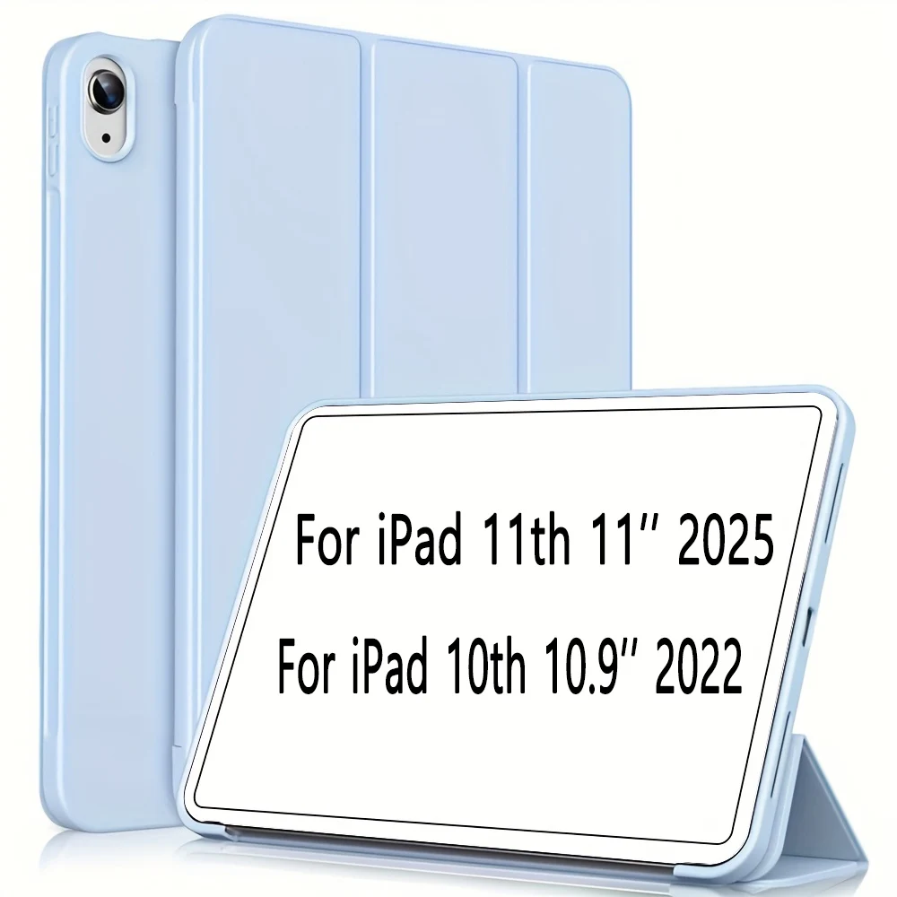Tri-Fold Stand Flip Cover with Auto Wake & Sleep - Soft TPU Silicone Back Shell