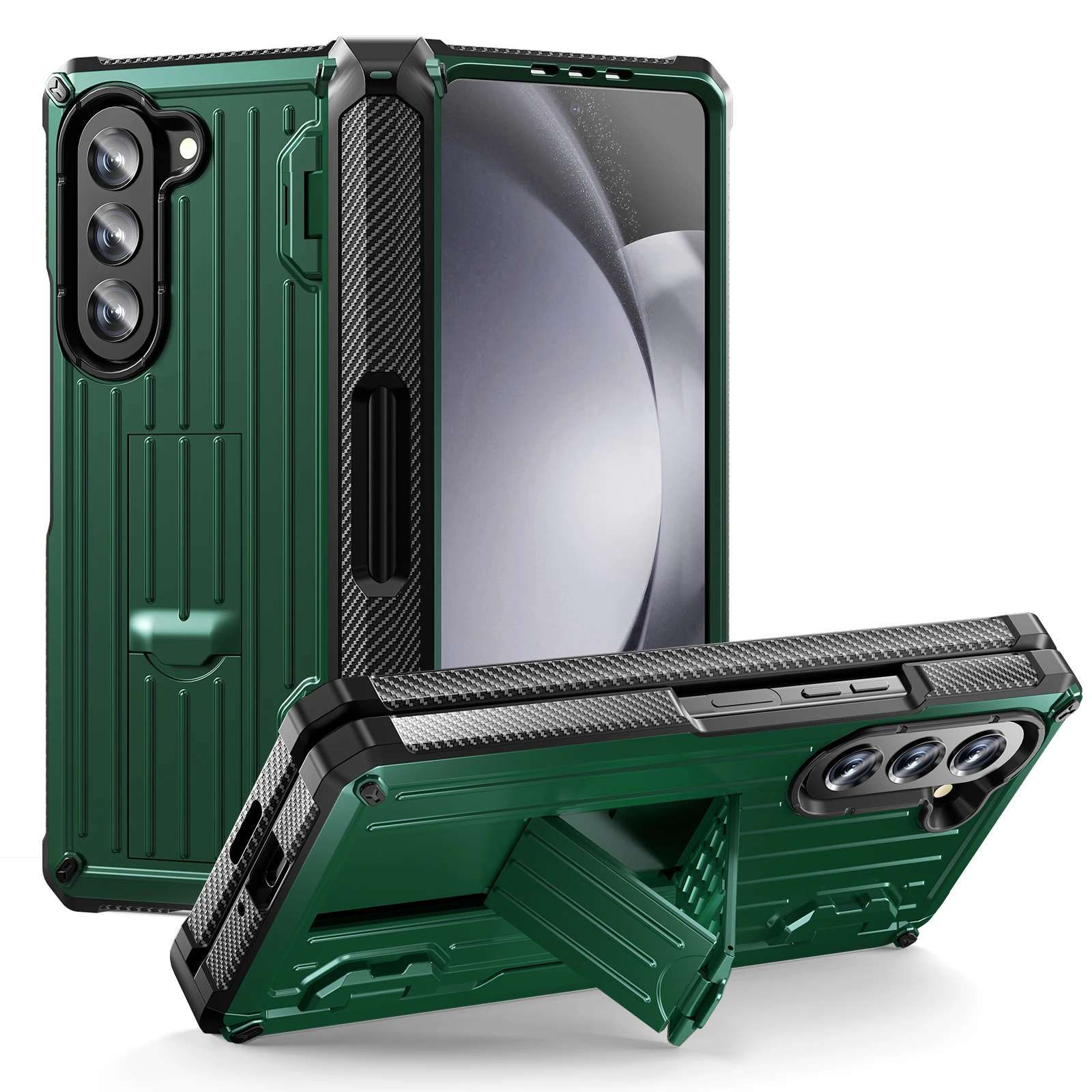 Premium Phone Case with S-Pen Holder & Kickstand - Hinge Protection & Built-In Screen Protector