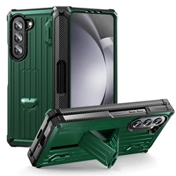 Premium Phone Case with S - Pen Holder & Kickstand - Hinge Protection & Built - In Screen Protector - Galaxy Z Fold 5 (Green)