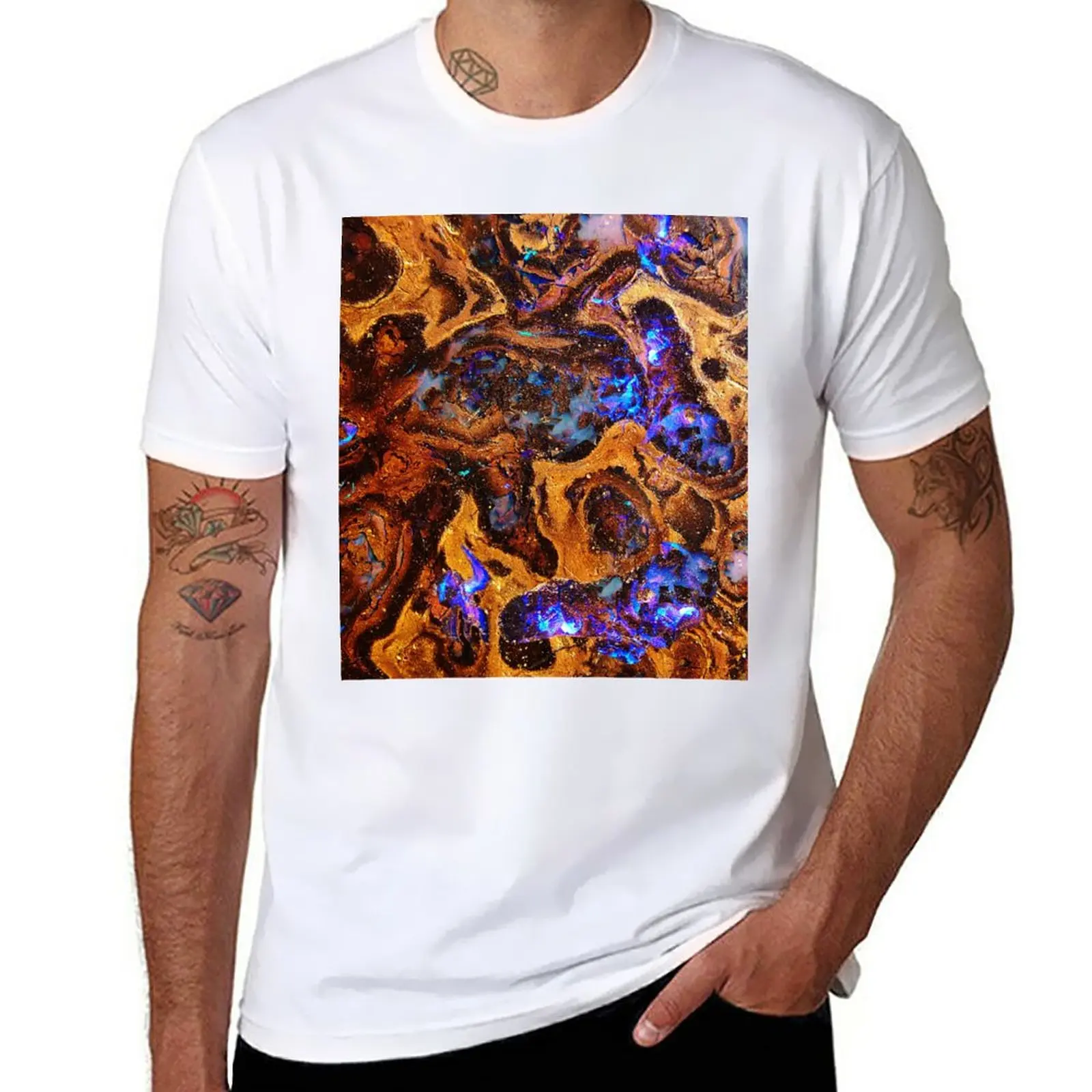 New Boulder Opal Abstract Gemstone Pattern T-Shirt Magliette Personalizzate Progetta La Tua Maglietta Vintage Magliette Oversize Per Uomo