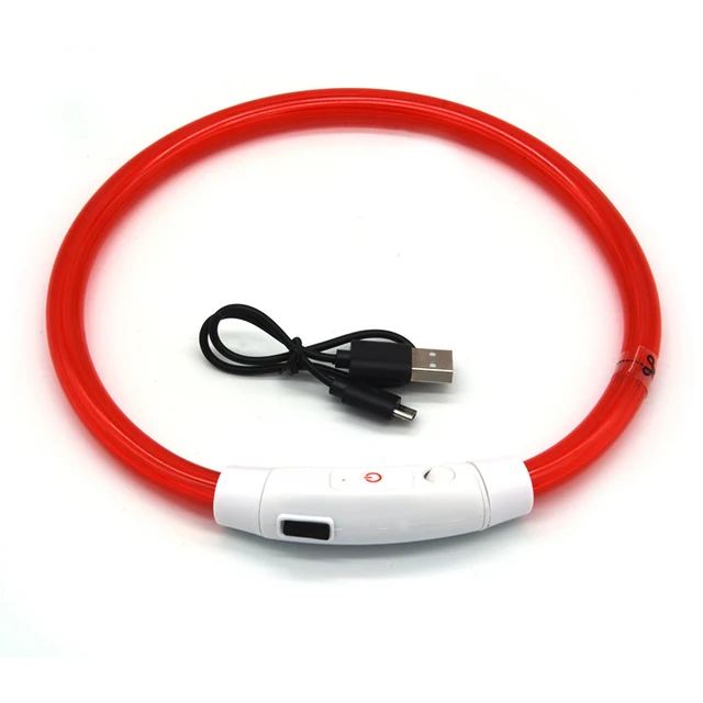USB Rechargeable LED Fiber Optic Collar for Pets Luminous Anti-Lost Dog Accessory Outdoor Light Collar 2