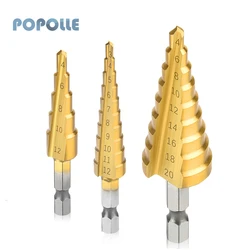 Foret étagé à rainure droite plaqué titane HSS 4 22MM, adapté à l'ouvre trou de métal en bois, foret conique métrique, outil électrique 