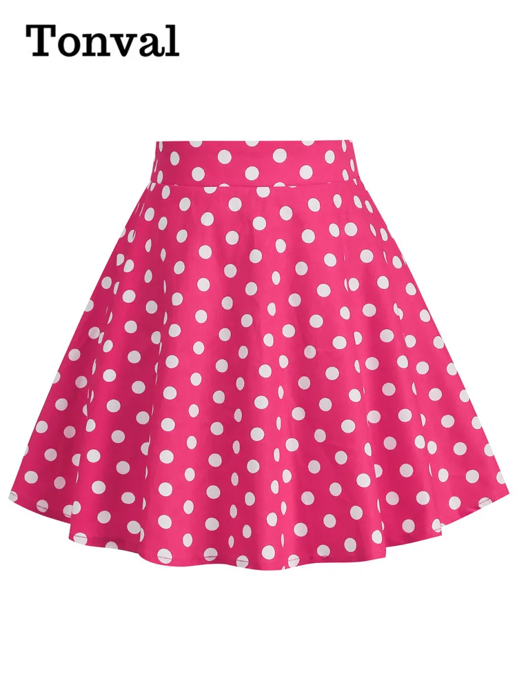 Tonval Baby Girl Polka Dot Print Vintage Skirt for Kids 50s Rockabilly Pinup Elastic Waist A-Line Skirts Children's Clothing