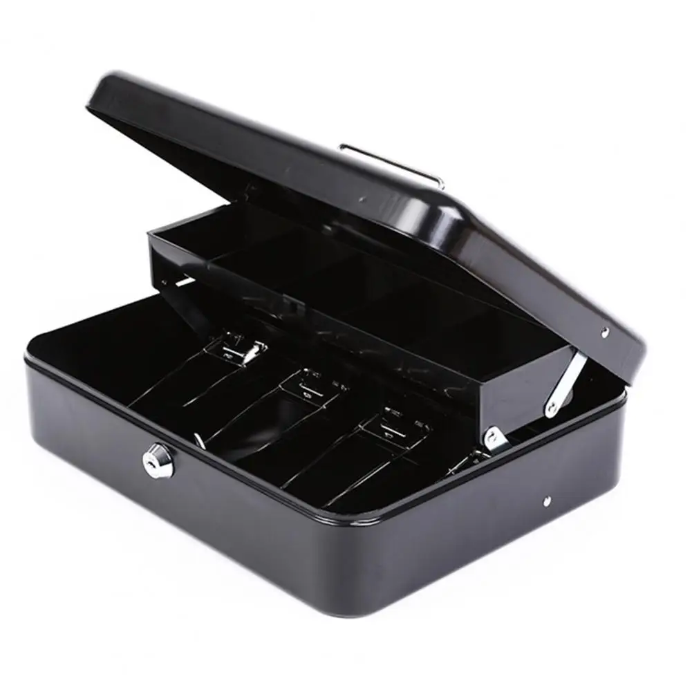 Caja De Dinero De Metal Volcora Grande Con Cerradura De Llave Y Bandej