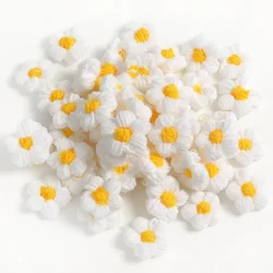 Hand-Knitted Colorful Floral Applique Patches - 50pcs (White)