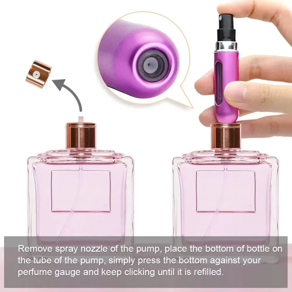 Compact Refillable Travel Perfume Atomizer - Portable 8ml/5ml Spray Bottle