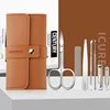 7Pcs High-Quality Manicure Set Color Contrast Sets Nail Clippers Cutter Tools Kits Stainless Steel Pedicure Travel Case for man 6