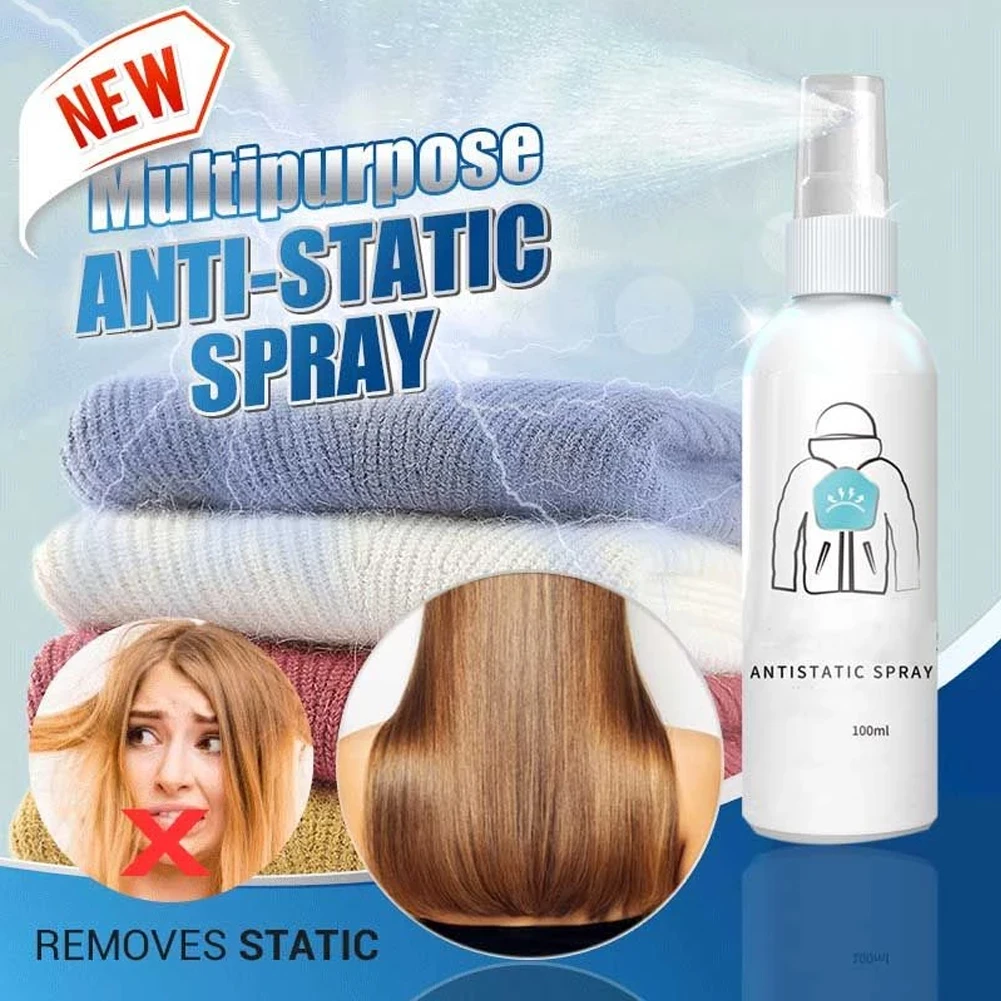 Static Electricity Remover - Anti Static Cling Spray Quick Eliminate Static Spray Portable Static Remover Long-lasting Effect