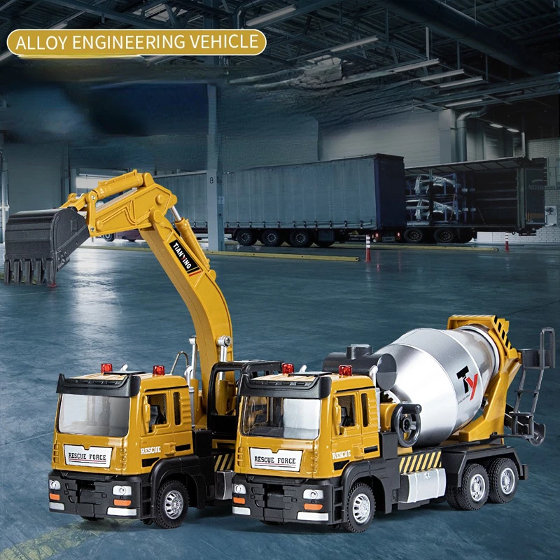 1:50 Diecast Mixer Truck Lega Auto Giocattoli Bambini Ragazzi Mixer Camion Di Cemento Modello Di Auto Simulazione Giocattoli Per Bambini Regalo 270 ° 