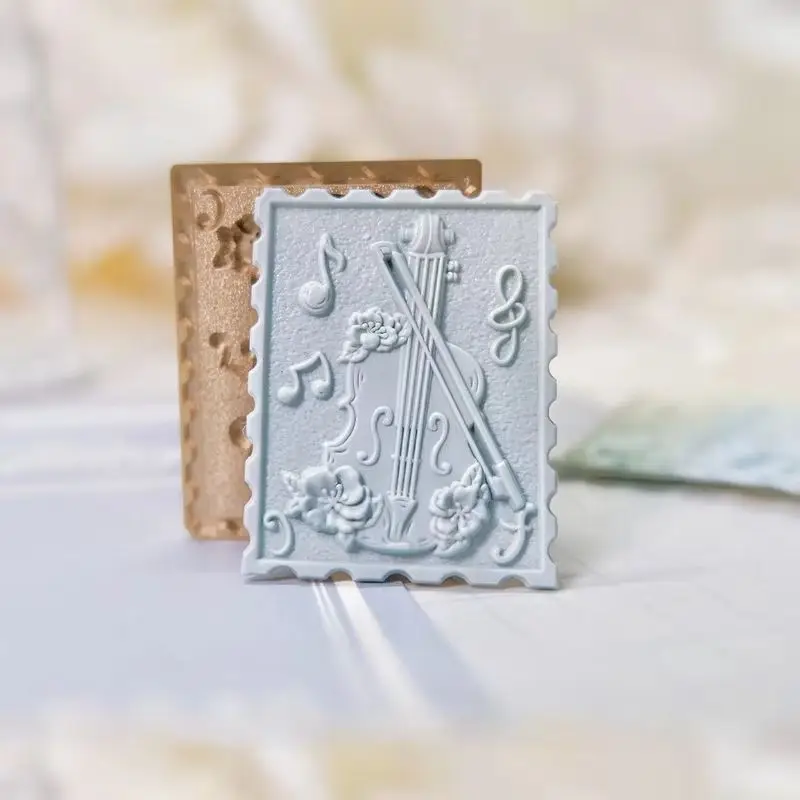 New Wax Seal Stamp 3D Violin Copper Head Special-Shaped Frosted Embossed Lacquer Seal Brass Head Envelope Craft Gift Wax Sealing