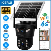 KERUI Outdoor Waterproof 6MP 4G SIM WIFI Solar Camera Dual Lens Camera Solar Panel Home Security CCTV Video Surveillance V380pro