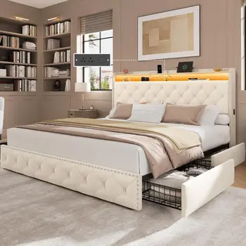 King Velvet Storage Bed 1