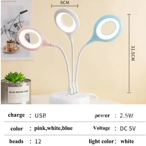 USB 소켓 테이블 램프, 자유롭게 접을 수 있는 휴대용 LED 조명, 깜박임 없음, 부드러운 빛 절약, 에너지 눈 보호, 근시 키트에서 멀리 떨어짐