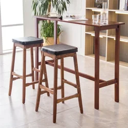 Chic Solid Wood Bar Stool Minimalist High Chair Luxury Dining Seating for Nordic Themed Spaces Elegant and Comfortable