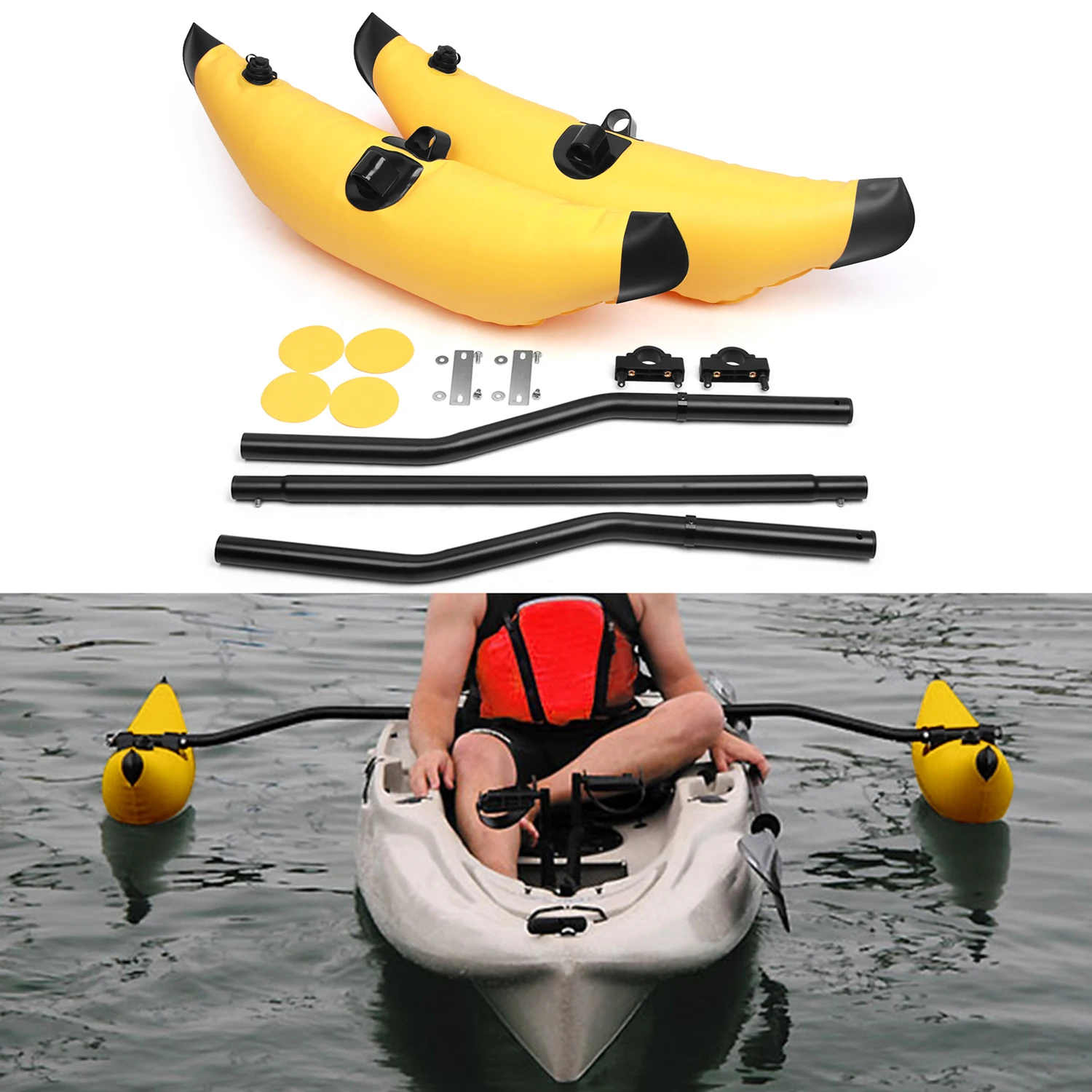 

Kayak Float Kayak PVC Inflatable Outrigger Float with Sidekick Arms Rod Kayak Boat Fishing Standing Float Stabilizer System Kit