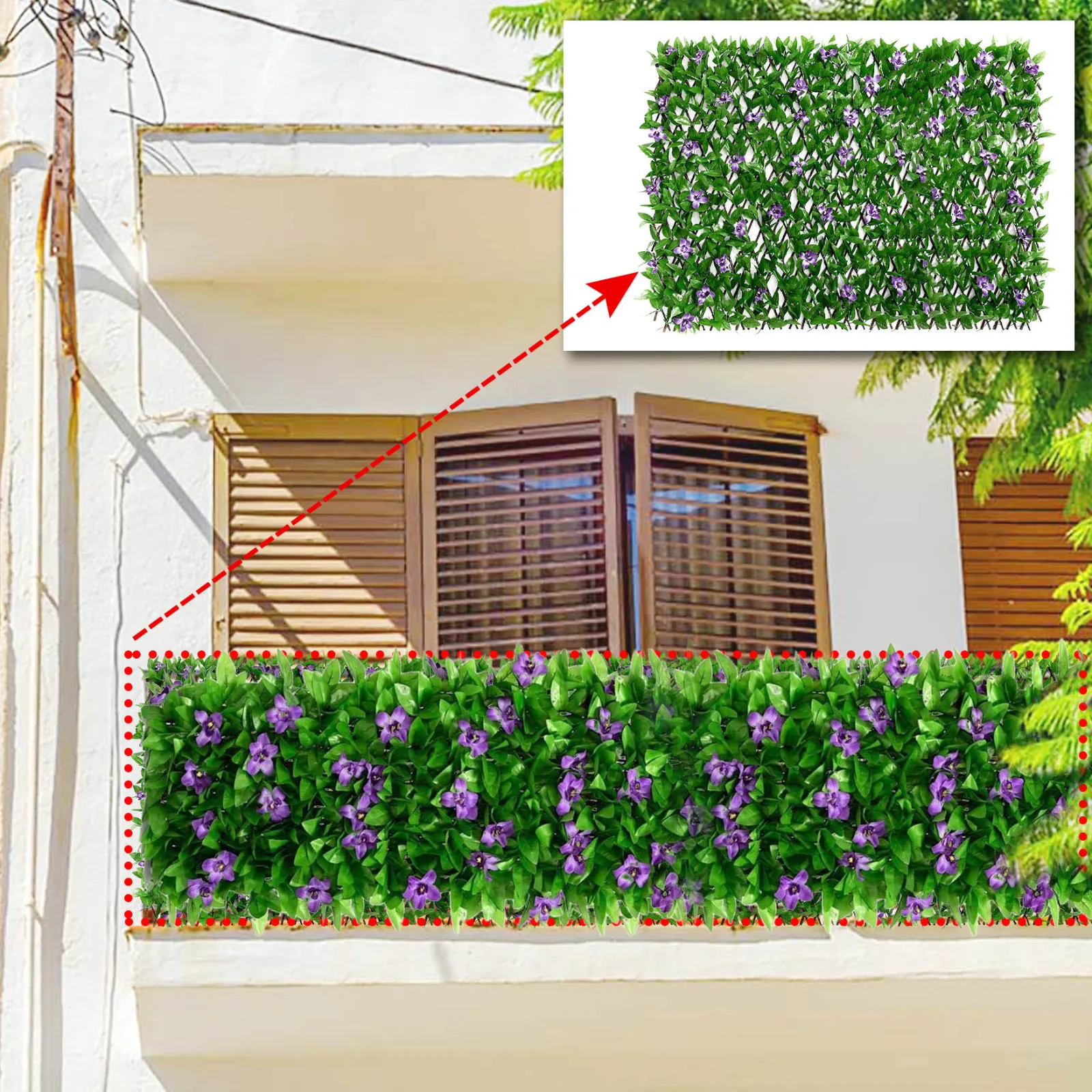 Artificial Garden Fence Retractable Expandable Fake Ivy Privacy Wooden Fence Vines Garden Plant Home Yard Terrace Decorations