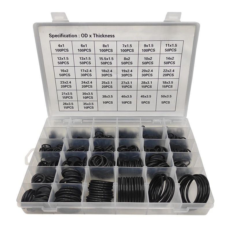 

HOT! 1225Pcs Nitrile Rubber O Ring Kit O Rings Assortment Kit Set Sealing Washer NBR O-Ring Assortment O Ring Rubber