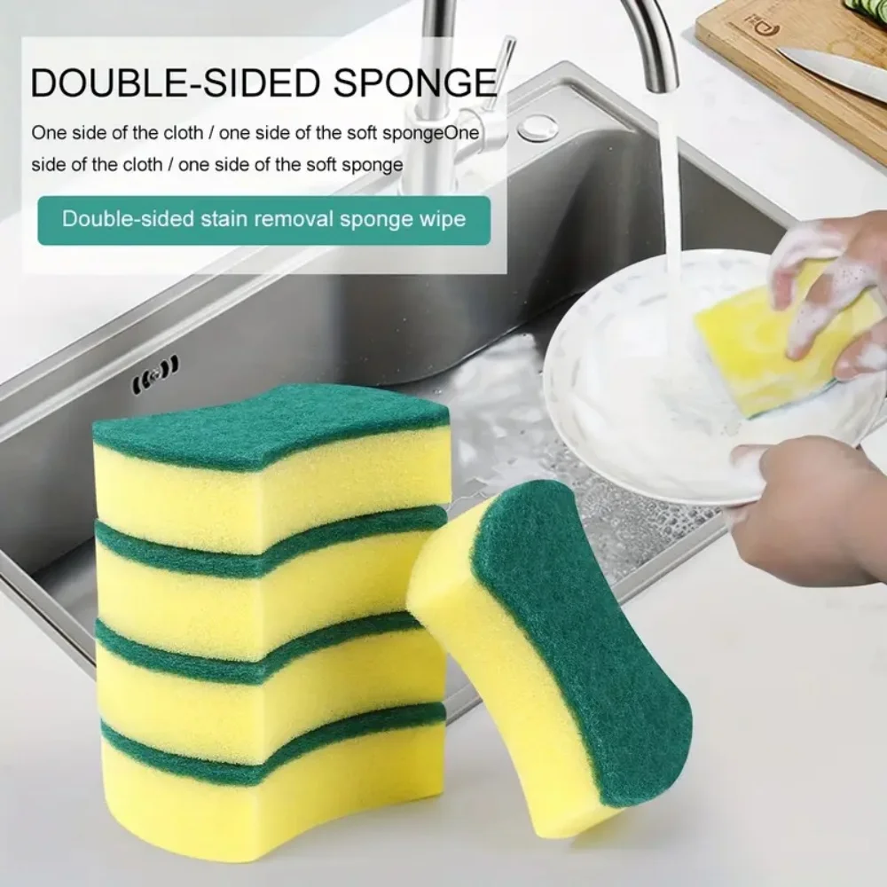 10pcs Magic Cleaning Sponges Double-sided Reusable Kitchen Sponge Wipes Pan Pot Dishwashing Scouring Pads Brush Clean Tools