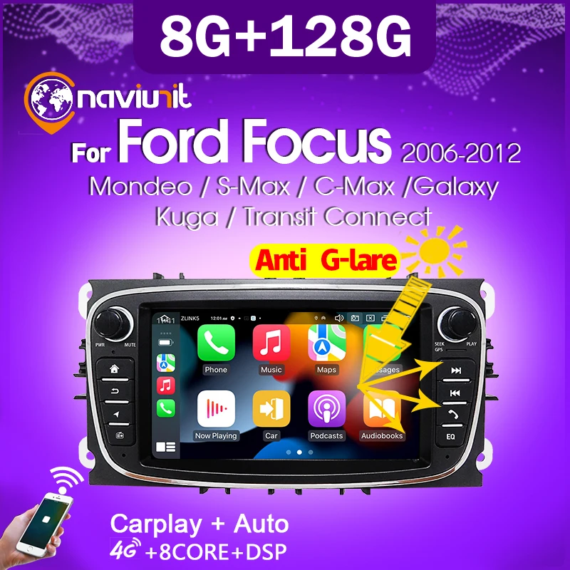 Автомагнитола Naviunit 2 din android 11 для FORD Focus S-MAX Mondeo C-MAX Galaxy Transit подключение к экрану