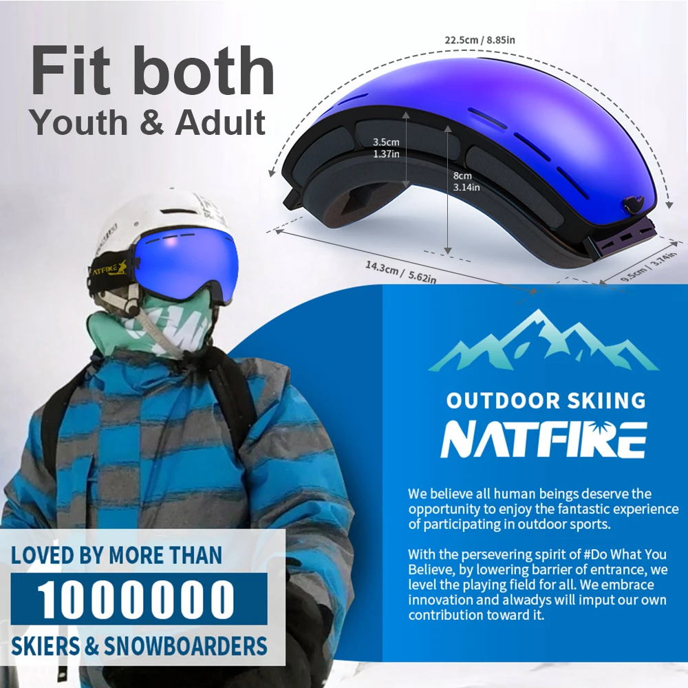 Outdoor Sports Ski Goggles UV400 Protection Ski Mask Male Female Anti-Fog Big Face Snow Glasses Snowboard Skiing Eyewear 2