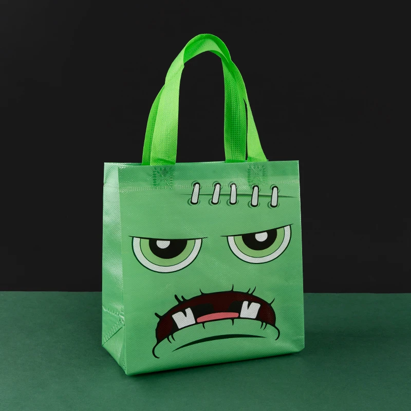Celebrate the Festive Season with Spooky Chic Style: the Halloween Cartoon Doll Linen Tote Bag (Green)