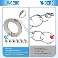 ชุดอุปกรณ์รัดสายสแตนเลส 304 แบบใหม่ 3/5 ม. พร้อมชุดรัดสายแบบเกลียว 6 ชิ้น ปรับขนาดได้ สำหรับท่อและสายเคเบิล 4