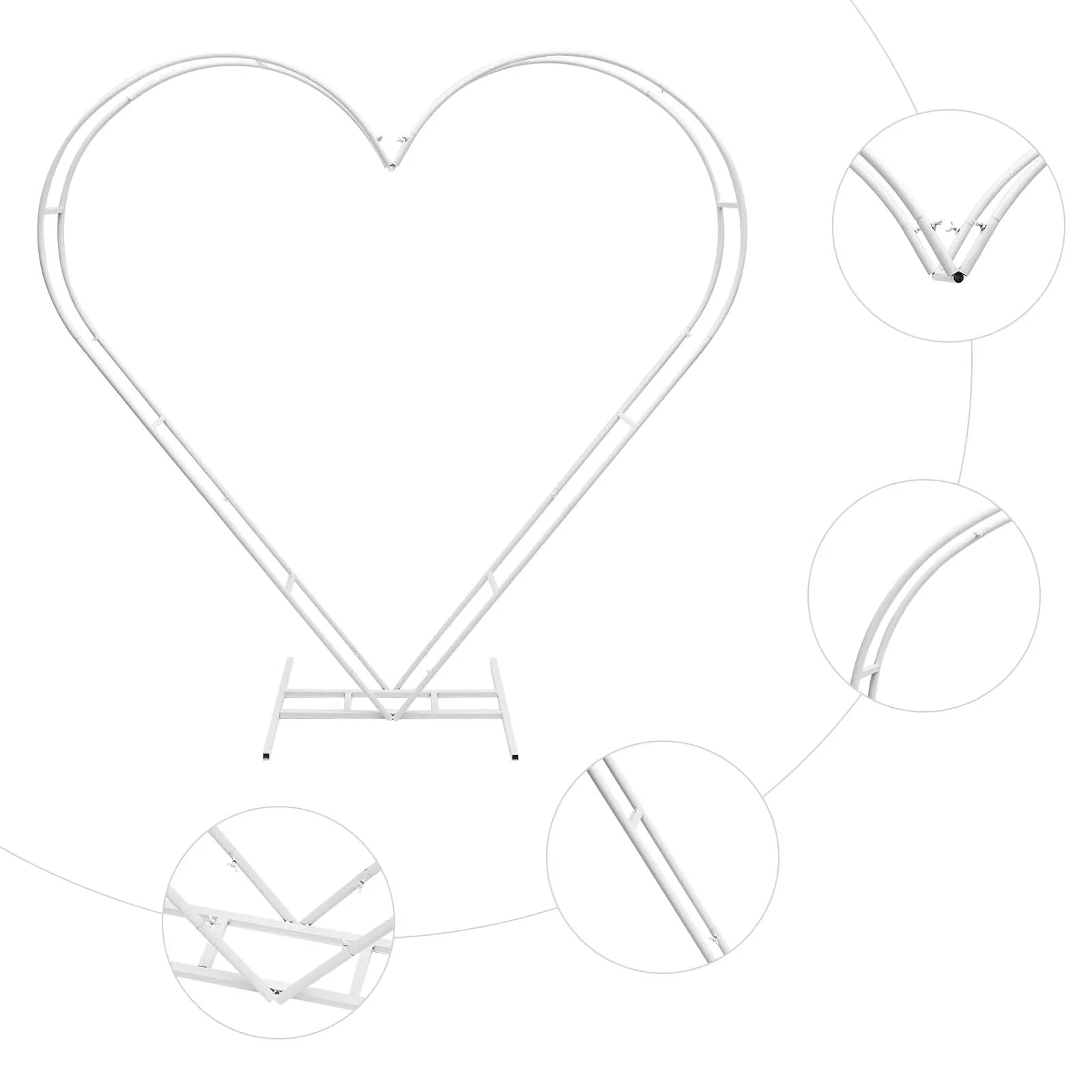 Heart Shaped Wedding Arch Rack Flower Stand Balloon Backdrop for Party Decoration 2.1M White