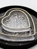 European Heart Clear Glass Tray With Gold Rim Small Large Set Of Two For Home Tabletop Jewelry Comestic Candle Watch Key Storage 5