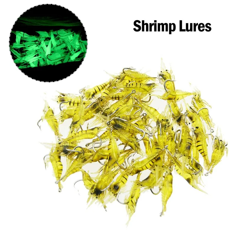 Bionic Fake Shrimp Roadrunner with Hooks Small Grass Shrimp Glow-in-the-dark Soft Lure Fake Lure Crossbait 4/10pcs fishing lure