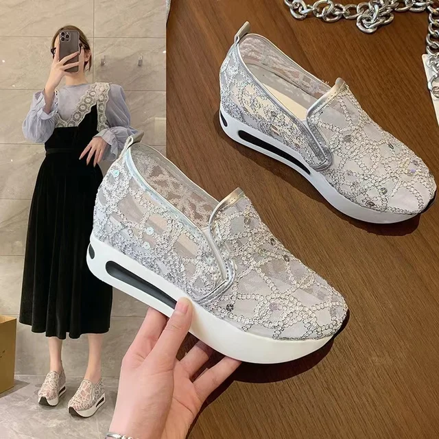 Women Sneakers Floral Embroidery Mesh  Floral Embroidery Sheer Mesh  Sneakers - Hot - Aliexpress