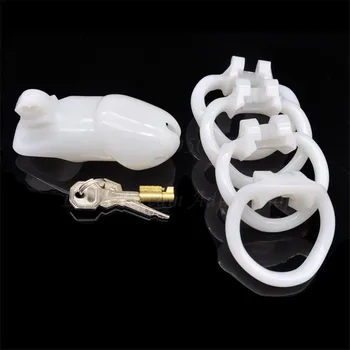 Sex Shop New Male Chastity Cock Cages Sex Toys For Men Penis Belt Lock With Four Penis Rings With Cage Gay Device Chastity Lock 3