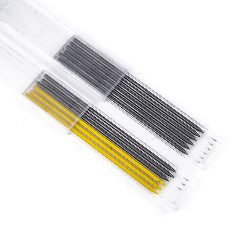 Solid Carpenter Pencil Set with 7 Refill Set Leads Built-in Sharpener Deep Hole Mechanical Marker Marking Pen Tool Marker Sets
