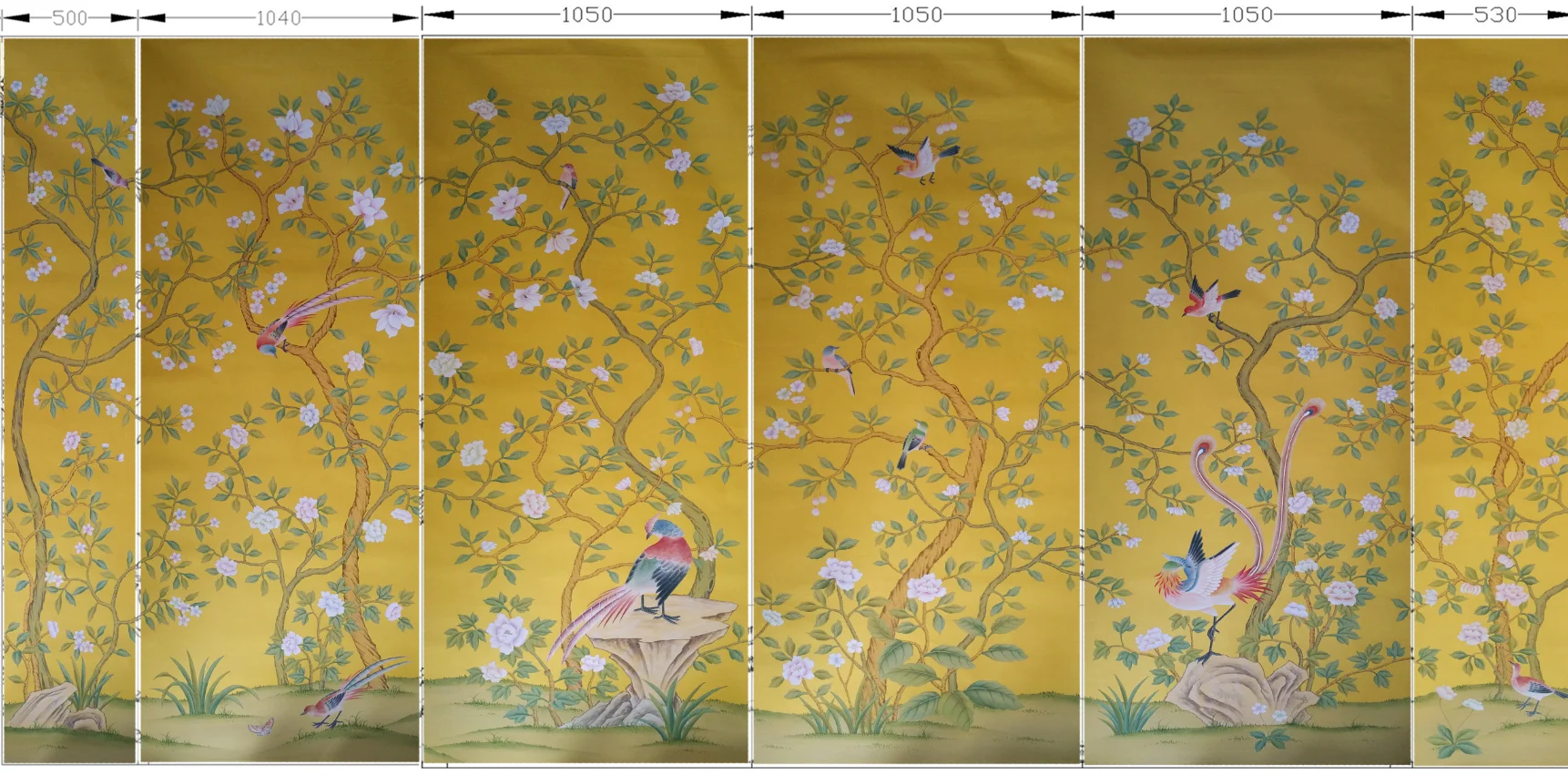 HAND-MADE silk Wallpapers Hand-Painted Flowers/Birds for Bedroom/Living/Study/Dining Room/Porch/Sofa/TV wallcovering