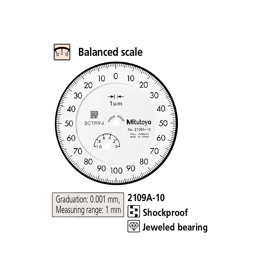 2046A, Comparateur Mitutoyo, Max +10mm, précision ±12 μm, résolution 0,01  mm Métrique Etalonné RS