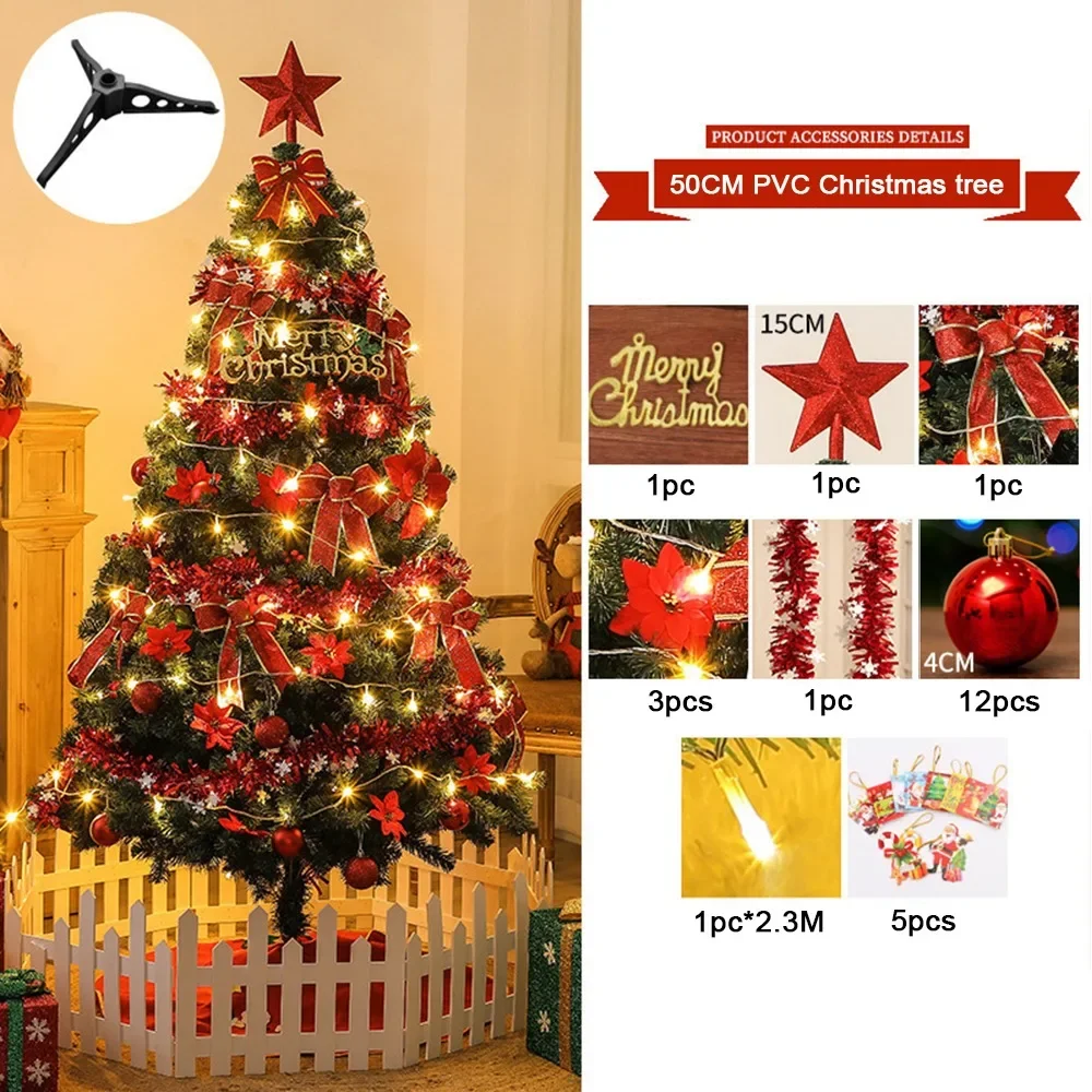 

2.4m 2.1m 1.8m 1.5m Encryption Green PVC Large Christmas Tree Christmas Decoration 2024 New Year Home Party Scene Decoration