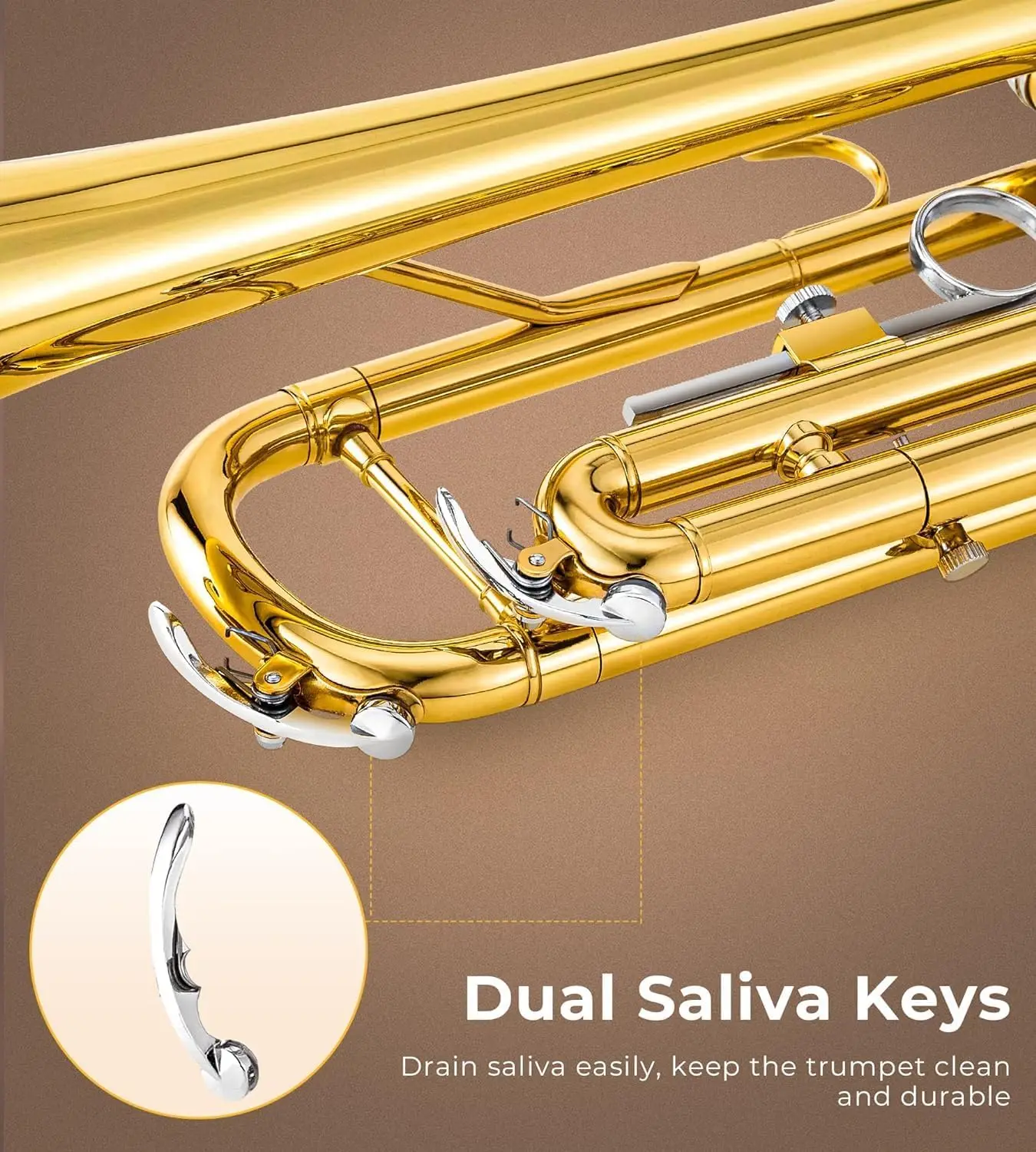 Bb Trumpet Brass Standard Gold Trumpet Instrument for Student School Band Orchestra Adult Kid Beginner with Hard Case, St